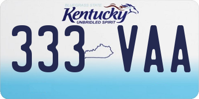 KY license plate 333VAA