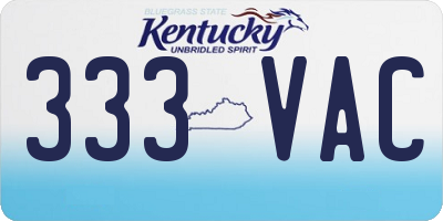 KY license plate 333VAC