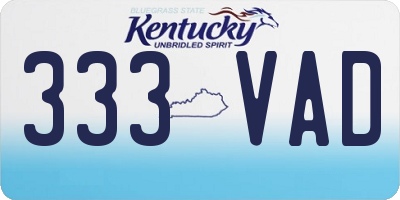 KY license plate 333VAD