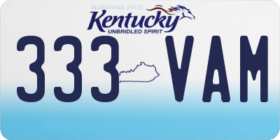 KY license plate 333VAM