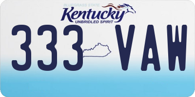 KY license plate 333VAW