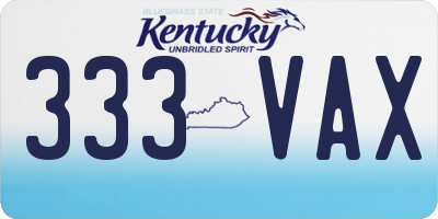 KY license plate 333VAX