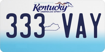 KY license plate 333VAY