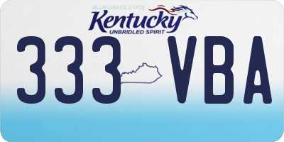 KY license plate 333VBA