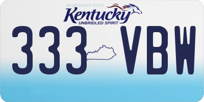 KY license plate 333VBW