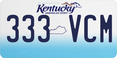 KY license plate 333VCM