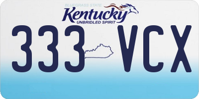 KY license plate 333VCX