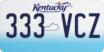 KY license plate 333VCZ