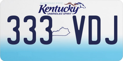 KY license plate 333VDJ