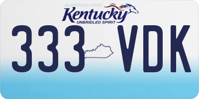 KY license plate 333VDK