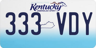 KY license plate 333VDY