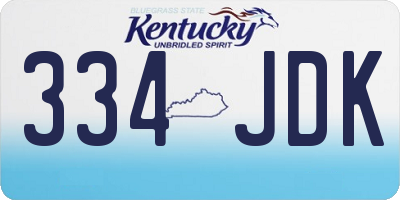 KY license plate 334JDK
