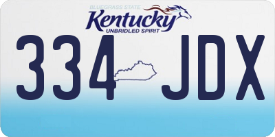 KY license plate 334JDX