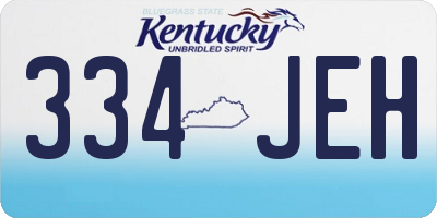 KY license plate 334JEH
