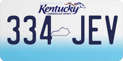 KY license plate 334JEV