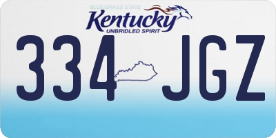 KY license plate 334JGZ