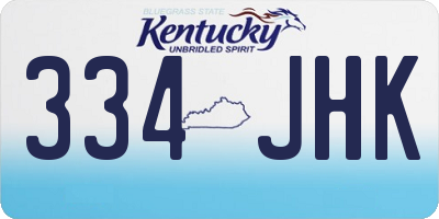 KY license plate 334JHK
