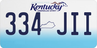 KY license plate 334JII