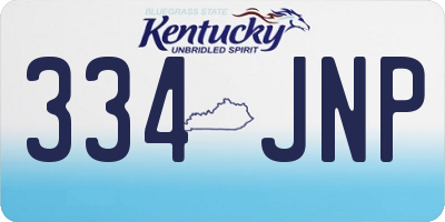 KY license plate 334JNP