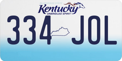 KY license plate 334JOL