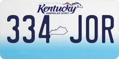 KY license plate 334JOR