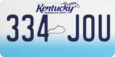 KY license plate 334JOU