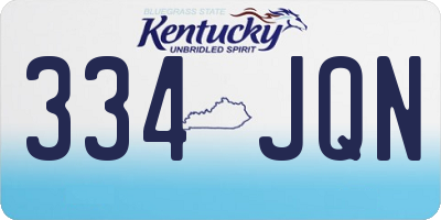 KY license plate 334JQN