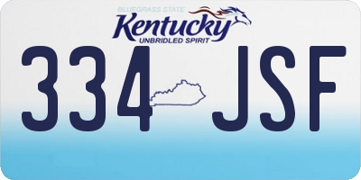 KY license plate 334JSF