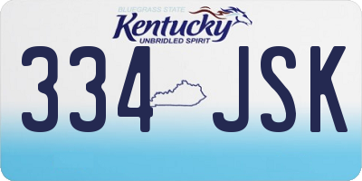KY license plate 334JSK