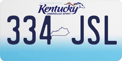 KY license plate 334JSL