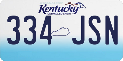 KY license plate 334JSN