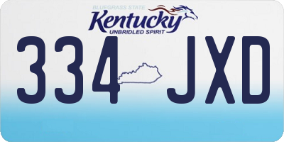 KY license plate 334JXD