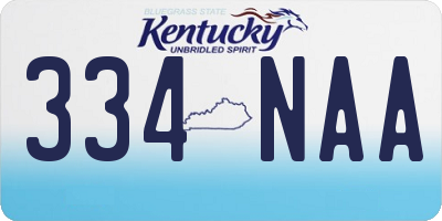 KY license plate 334NAA