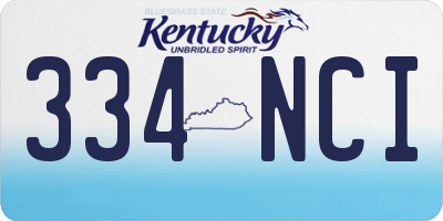 KY license plate 334NCI