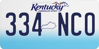 KY license plate 334NCO