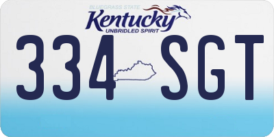 KY license plate 334SGT