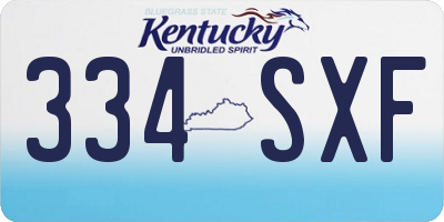 KY license plate 334SXF