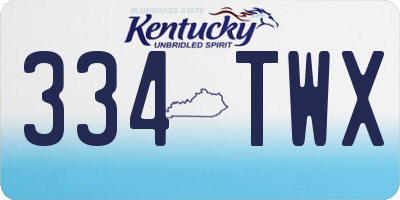 KY license plate 334TWX