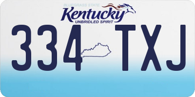 KY license plate 334TXJ