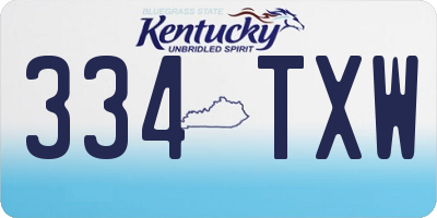 KY license plate 334TXW