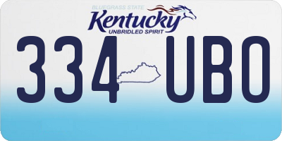 KY license plate 334UBO