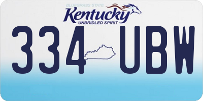 KY license plate 334UBW