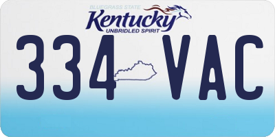 KY license plate 334VAC