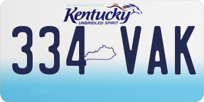 KY license plate 334VAK