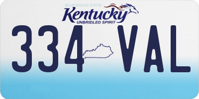KY license plate 334VAL