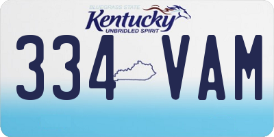 KY license plate 334VAM