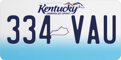 KY license plate 334VAU