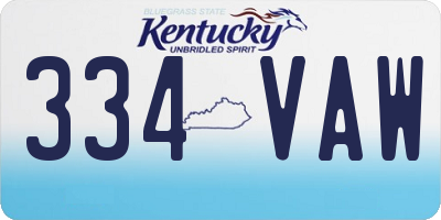 KY license plate 334VAW