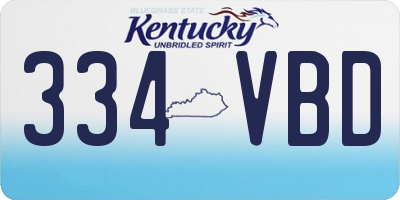 KY license plate 334VBD