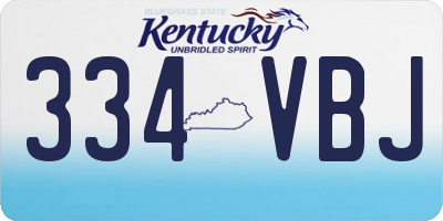 KY license plate 334VBJ